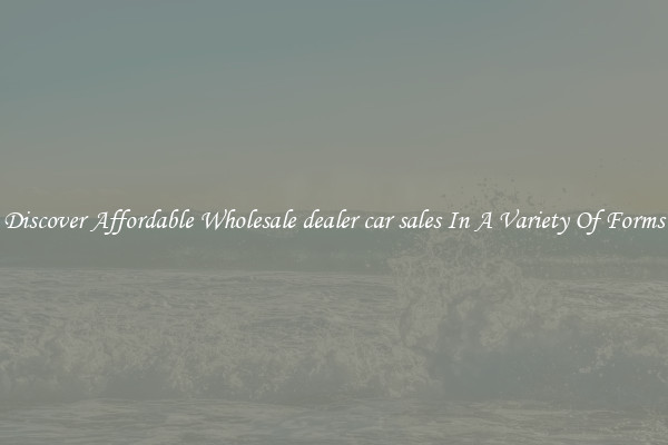 Discover Affordable Wholesale dealer car sales In A Variety Of Forms