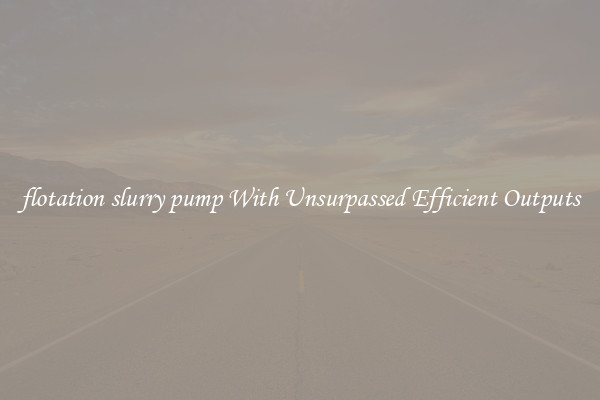 flotation slurry pump With Unsurpassed Efficient Outputs